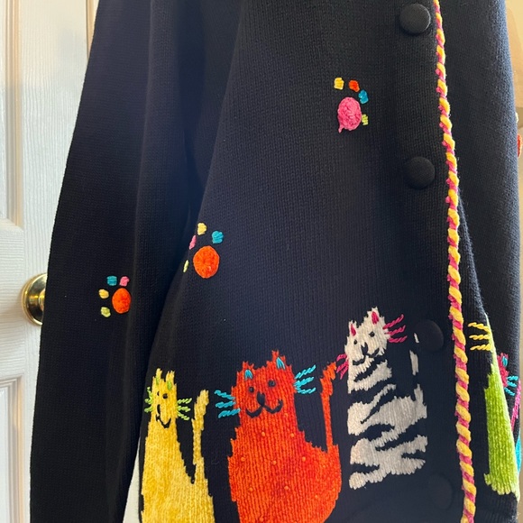 NWT QVC New/Old stock Cat Button Down Sweater Womens Cardigan Size Small - Picture 7 of 9